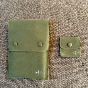 Van Cleef & Arpels Suede Large & Mini Jewelry Travel Pouch Set Light Green